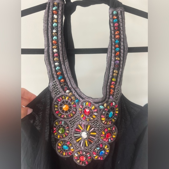 Wet Seal Black Halter Top with Colorful Embellishments - Picture 4 of 5